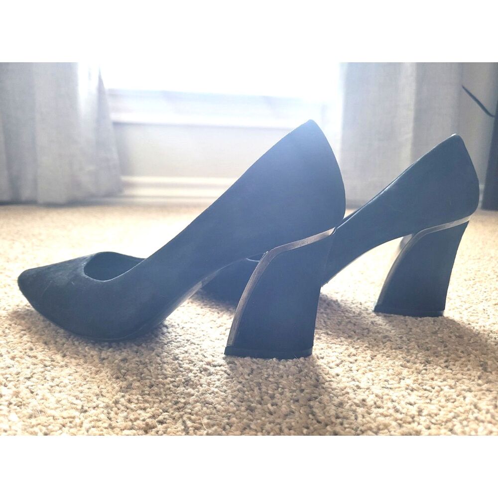 VANELi Liliet Black Suede Block Heel Pumps Women's Size 8 Chloé Inspired